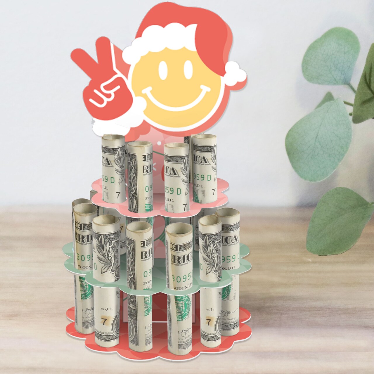 Big Dot of Happiness Groovy Christmas - DIY Pastel Holiday Party Money Holder Gift - Cash Cake